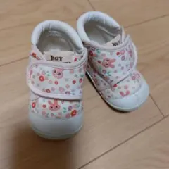 【ミキハウス11.5cm】ベビーシューズ　 花柄ウサギデザイン