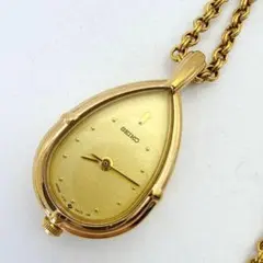 美品ヴィンテージSEIKO ペンダントウォッチ ゴールドカラー 稼動品