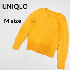 UNIQLO ニット 長袖 ウール100% 【M】 イエロー Ｖネック