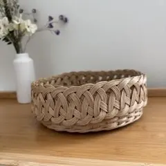北欧風◎ナチュラルインテリアに◎ エコクラフト収納かご ハンドメイドバスケット