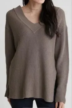 Mila Owen リブ編み Vネックセーター　フリー