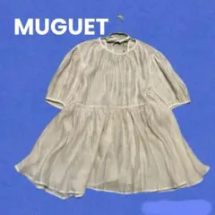 MUGUET ペプラム ブラウス リボン フレア 半袖 ギャザー シアーのサムネイル