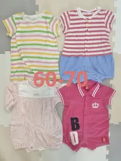 60cm 70cm 女の子　ロンパース　ベビー肌着　夏服　リボン　ピンク
