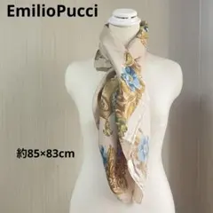 37 Emilio Pucci スカーフ シルク ゴールドベージュ 花柄 プッチ