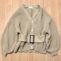 【セレクトモカ】ウエストベルト付きニットカーディガン