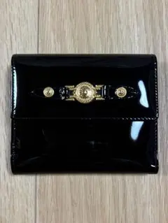 □未使用級□ VERSACE ヴェルサーチ 財布 オーストリッチ レザー 黒