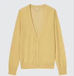 【UNIQLO】 ライトVネックカーディガン（長袖）イエロー