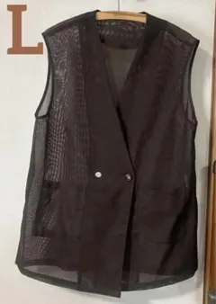 美品　完売品　しまむら linoluce メッシュジレベスト L　ブラウン　茶