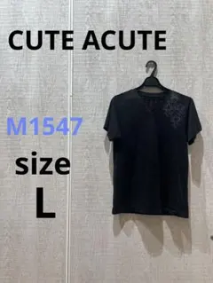 M1547 CUTE ACUTE スカル柄　半袖VネックTシャツ