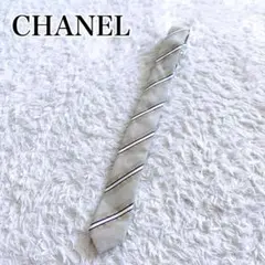 CHANEL 極美品✨ベージュ ストライプ ネクタイ　ココマークのサムネイル