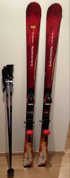 Salomon スキー板 レッド 付属ストック