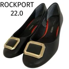 小さいサイズ　ロックポート スクエア バックル パンプス 22.0 レザー 黒