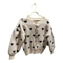 SHEIN キッズ　黒ハート　カーディガン