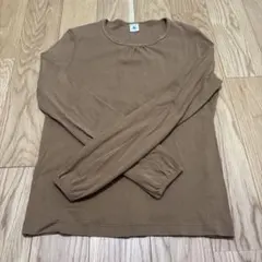 ブラウン 長袖カットソー クルーネック