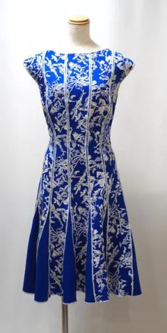 TADASHI SHOJI レース切替ワンピース ネイビー・ジャパンパターン