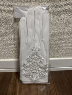 ウェディンググローブ ホワイト刺繍入り