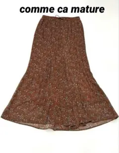新品✨comme ca mature 楽ちんワイドパンツ　ゆったり花柄ブラウン系