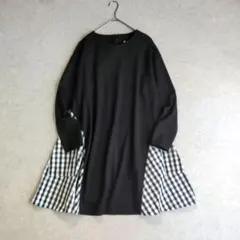 人気 ビアズリー 後ろタフタビッグチェックチュニックワンピース