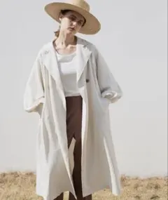 バックスリットリボン２wayボリュームスリーブトレンチコート