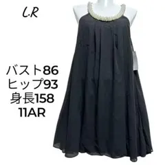 未使用L.Rのパールビーズ装飾付きシフォンワンピースドレスブラック