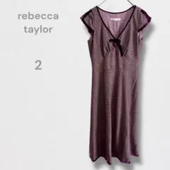 レベッカテイラー ドット柄ワンピース フレア リボン 日本製 ウール混 2