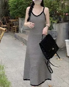 ボーダーキャミワンピース
