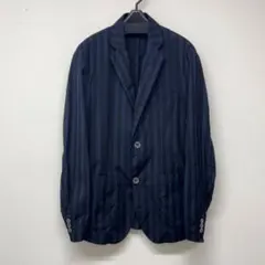 BEAMS LIGHTストライプ柄 テーラードジャケット 紺×黒 サイズMのサムネイル