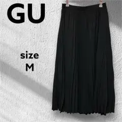 GUジーユー レディースプリーツロングスカート ブラック【M】黒　裏地