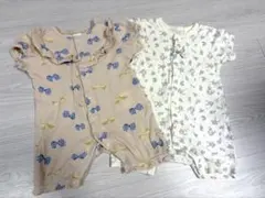 ベビー　夏服 ロンパース 60 70 花柄　リボン　総柄
