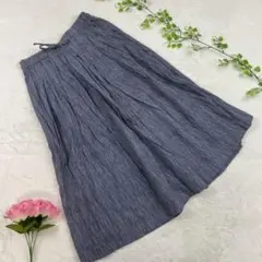 美品 ロングフレアスカートネイビーサイズL 日本製 紺のサムネイル