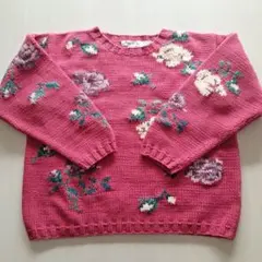 Eddie Bauer 花柄刺繍 ニットセーター S/P
