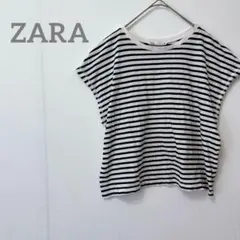 【ZARA ザラ】ボーダー柄 ドロップショルダー モノクロ Sサイズ カジュアルのサムネイル
