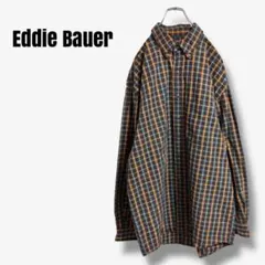 mt2626 90s エディバウアー　フランネルシャツ　チェック柄　BD ビッグ