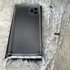透明シリコンiPhone11ProMax用❤️ケース ストラップ付き❤️さシンプル