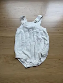 ジェラピケ　ホワイト ストライプロンパース