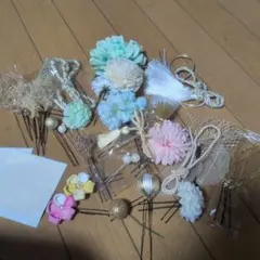 和装髪飾りセット ヘアアクセサリー 成人式 卒業式（金箔付）