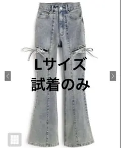 GRL サイドカットアウトリボンフレアデニムパンツ cu578のサムネイル