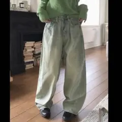 wonder wonder ワイドデニム　ウォッシングデニム