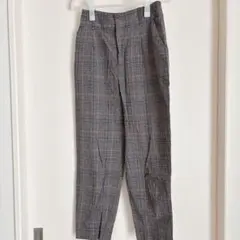 ZARA BASIC チェック柄 スラックス グレー系 【S】 細身テーパード