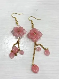 春色お花レジンピアス