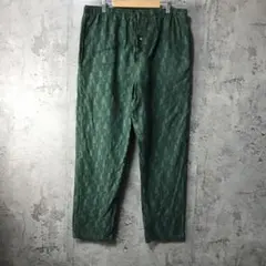 Y2756古着　柄パンツ　パジャマパンツ　緑　90s Y2K