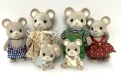 レア　初期シルバニアファミリー ネズミ人形 6体セット　衣装付き