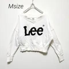 Lee リー ショート丈 Vネック ビッグロゴ スウェット ホワイト M