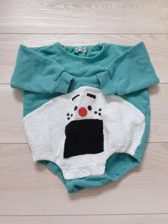 青色クマ刺繍ロンパース