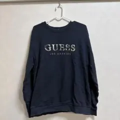 GUESS ネイビー ロゴスウェット