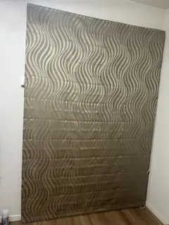 リリカラ波模様 カーキ　サテンカーテン ローマンシェードドラム式