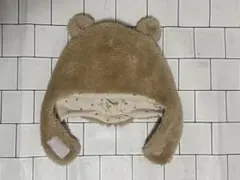 くま耳　ふわふわ　ベビー帽子　アカチャン本舗　ベージュ