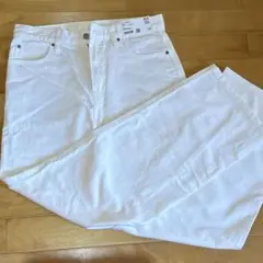 【新品】UNIQLO オフホワイト バギージーンズ ｛丈長め｝