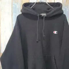 ☆チャンピオン☆リバースウィーブスウェットパーカー☆刺繍ロゴ☆ブラック