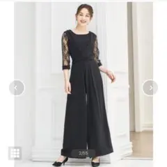 パーティー 結婚式 ジャンプスーツ パンツドレス レース袖 2way